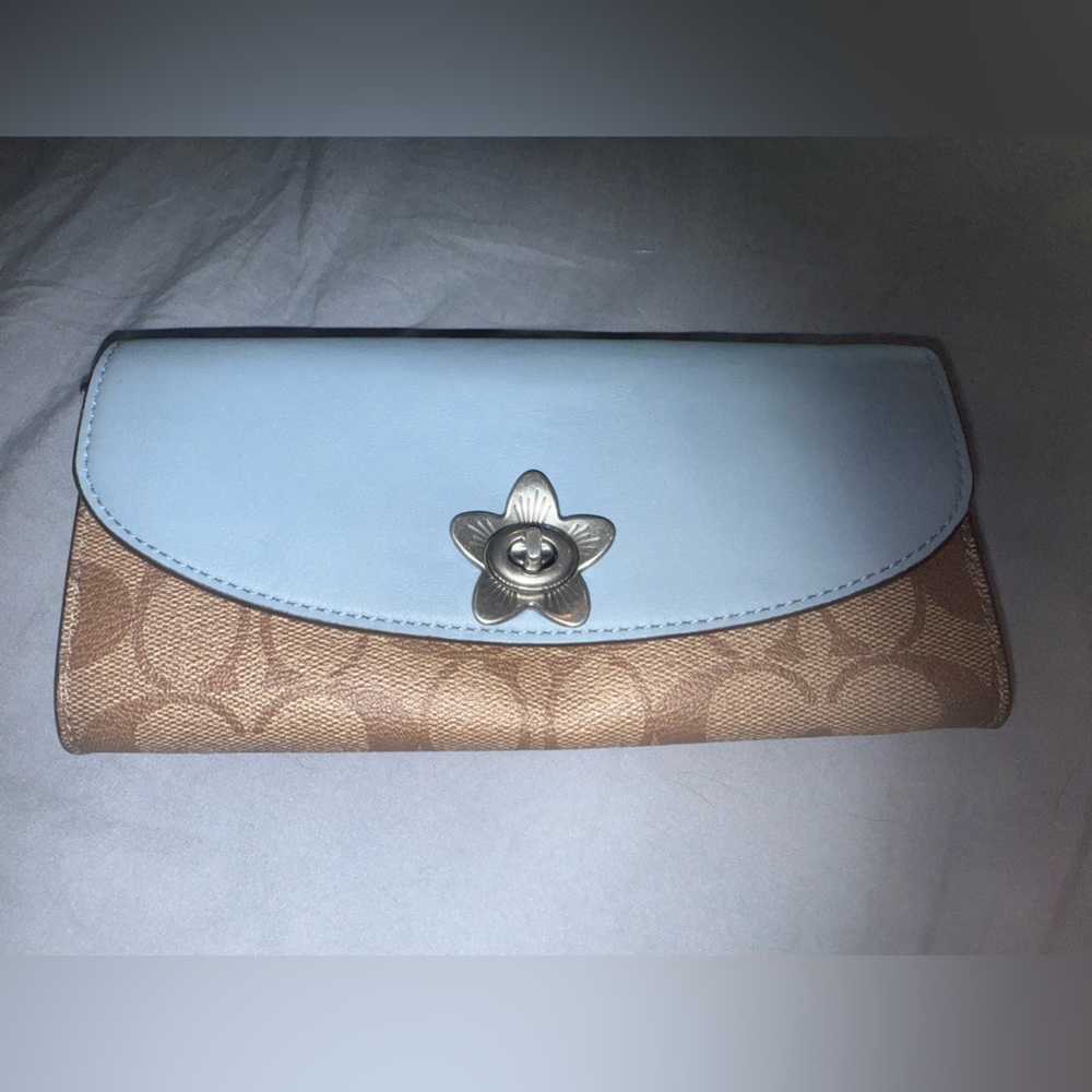 Coach Blue and Brown Continental Wallet